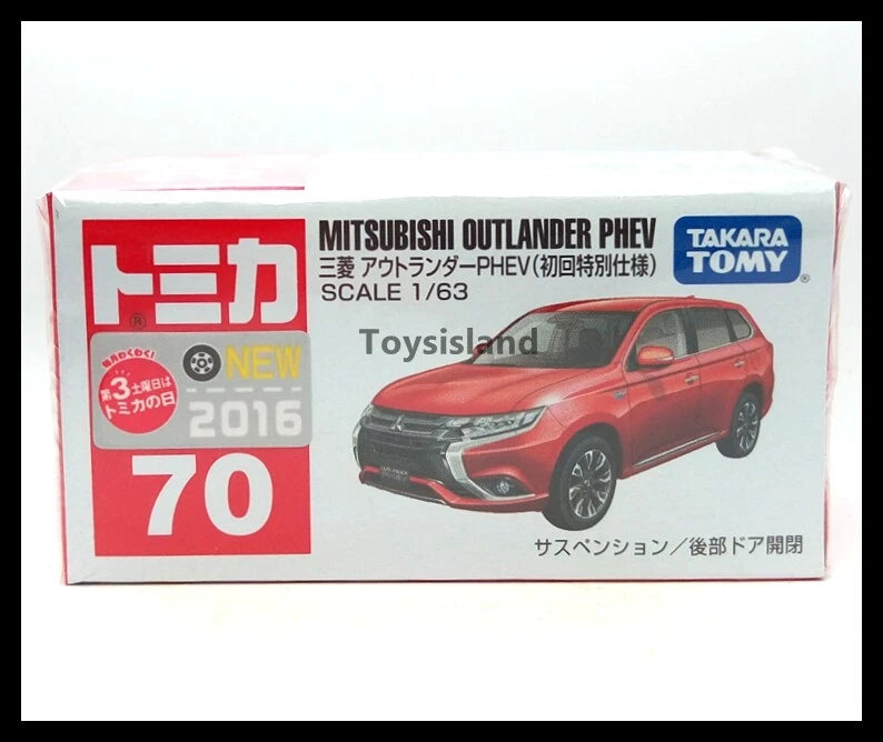 TOMICA 70 MITSUBISHI OUTLANDER PHEV 1/63 TOMY 2016 SEPTEMBER MODEL DIECAST RED A