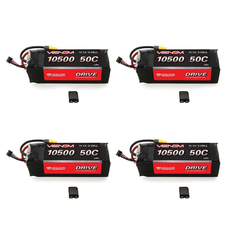 Traxxas X-Maxx Monster Truck 50C 3S 10500mAh 11.1V LiPo Battery by Venom x4 Pack