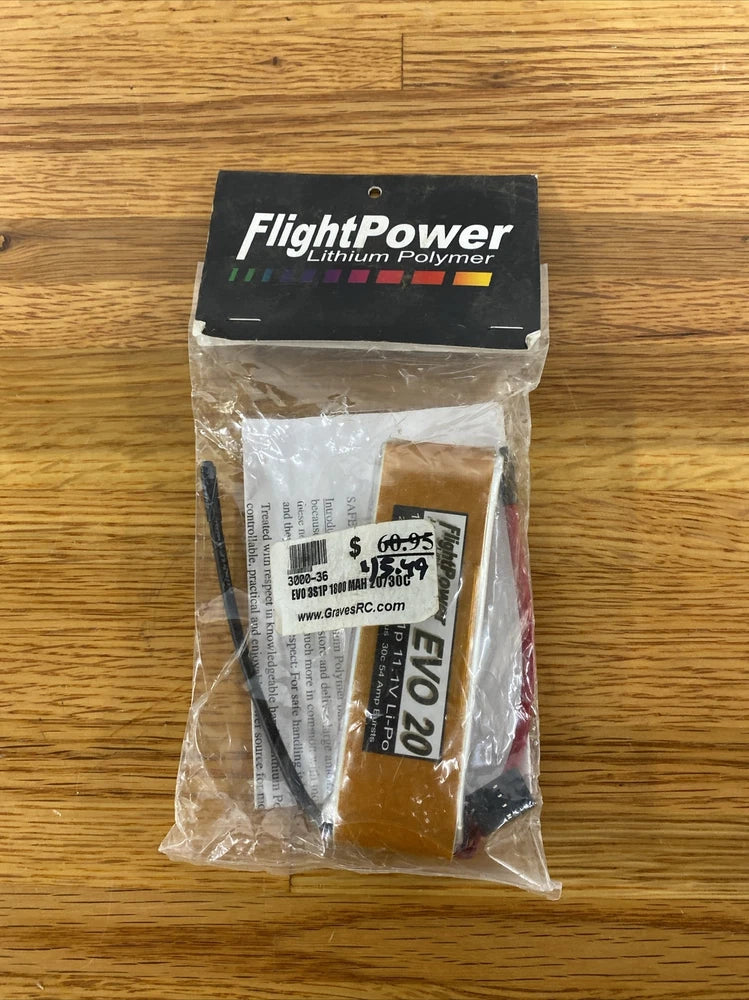 FlightPower EVO20 Battery 1800 mAh 20c 36 A Continuous Lithium Polymer Battery