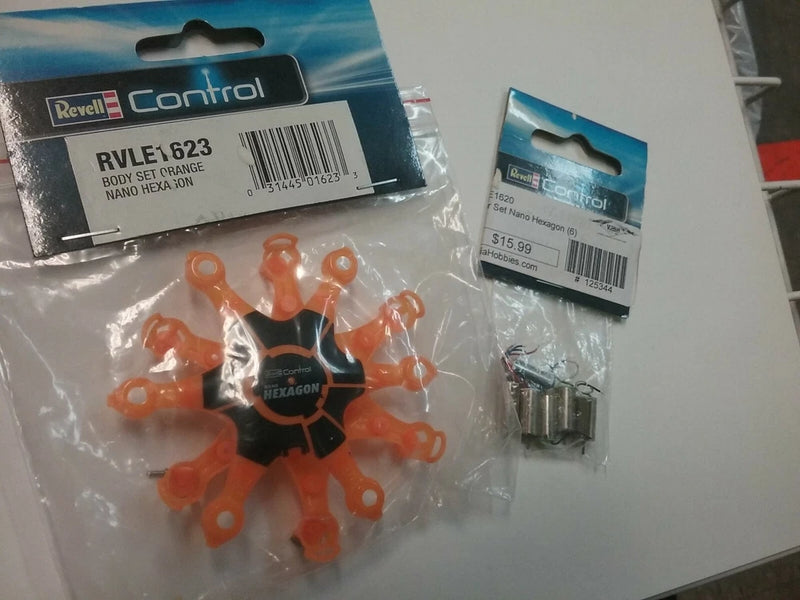 Revell nano hexagon drone body set with orange motor arms and hardware
