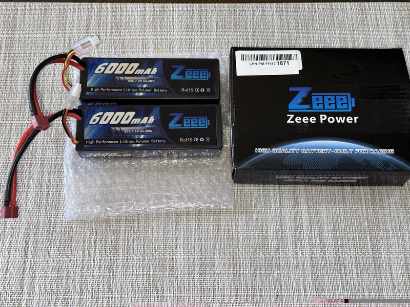 2S 6000mAh 80C Lipo Battery 7.4V Hard Case for RC Cars, Airplanes, Boats