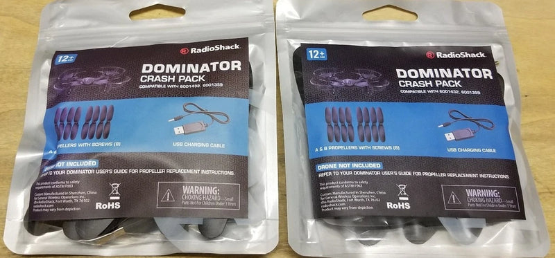 2 pack Dominator Drone Crash Pack A & B Propeller USB Charging Cable Radio Shack