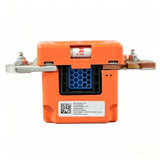 Orange battery fuse disconnect module with metal terminals and front label