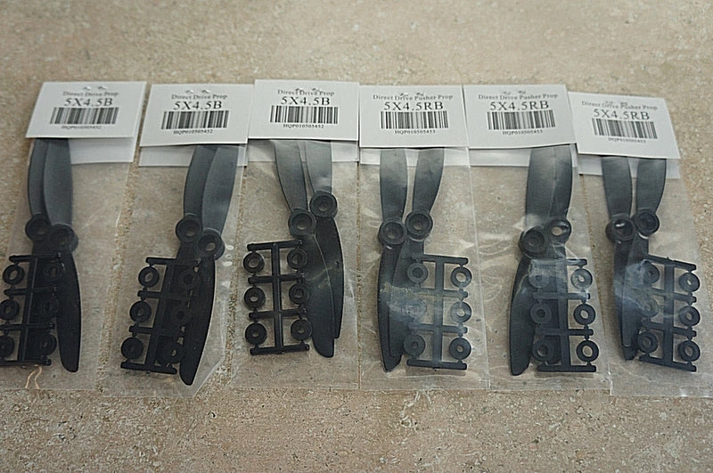 HQ Prop Black 5x4.5 Direct Drive 6-CCW/6-CW Propellers(12 props)