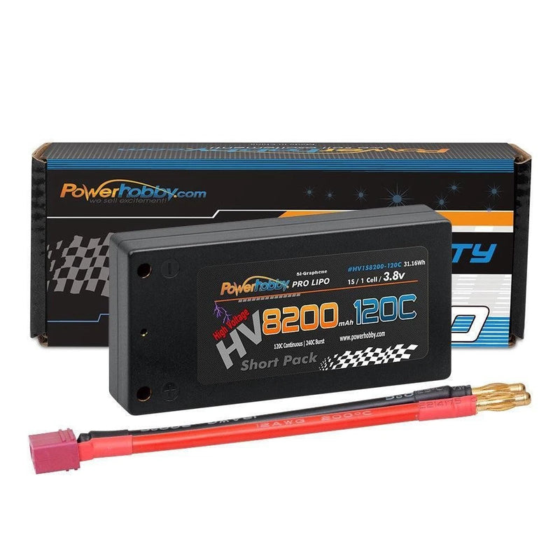 1S 8200mAh 120C Shorty Hard Case HV Lipo Battery Powerhobby 1S-8200MAH-120C Battery