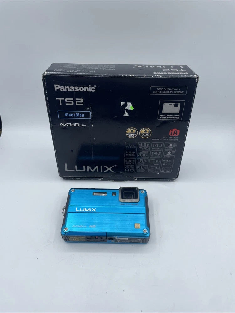 Panasonic Lumix DMC-TS2 Waterproof Digital Camera Blue READ*TESTED* W Battery
