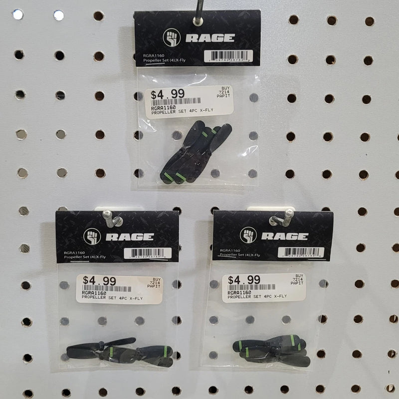 LOT OF 3 ~ Rage RC RGRA1160 - X-Fly Quad Drone Propeller Set Black/Green (4pc)