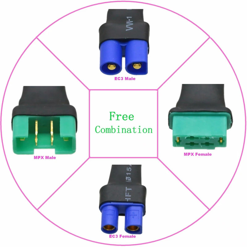 No Wire Adapter Connector EC3 to MPX Multiplex For RC LiPo Battery ESC Motor