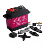 40kg digital metal-gear servo motor with black horns, mounting hardware and screws