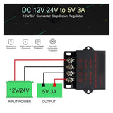 DC Converter 12V 24V to 5V 3A 5A 10A 15A Durable Buck Regulator Step Down Module