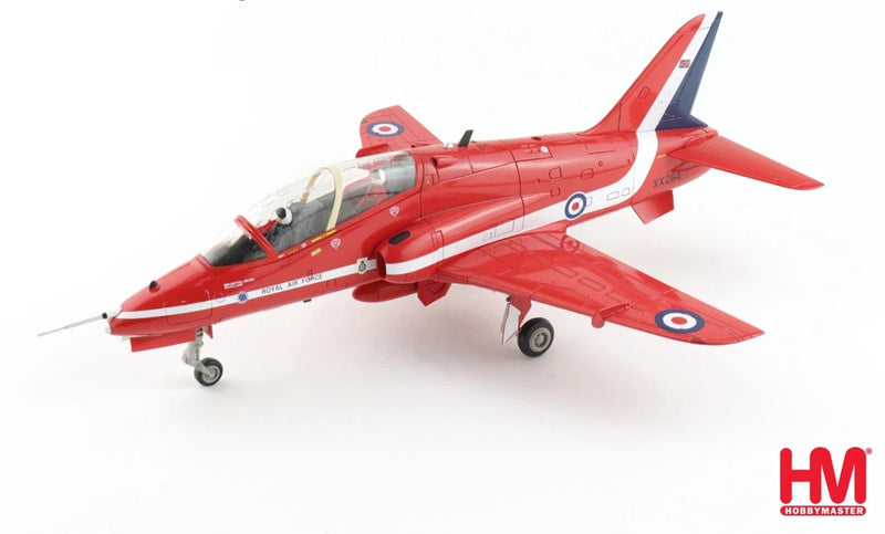 Red RAF Hawk T1.A die-cast model aircraft with silver Jubilee Red Arrows markings