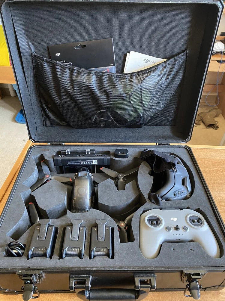FPV drone kit hard case with controller and drone parts