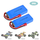 2Pcs 7.4V 3800mAh Lipo Battery T-Male High Capacity Battery for Wltoys RC Cars