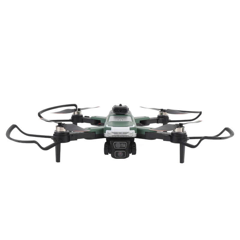 Cyan and black RC quadcopter drone with 4 propellers and front camera
