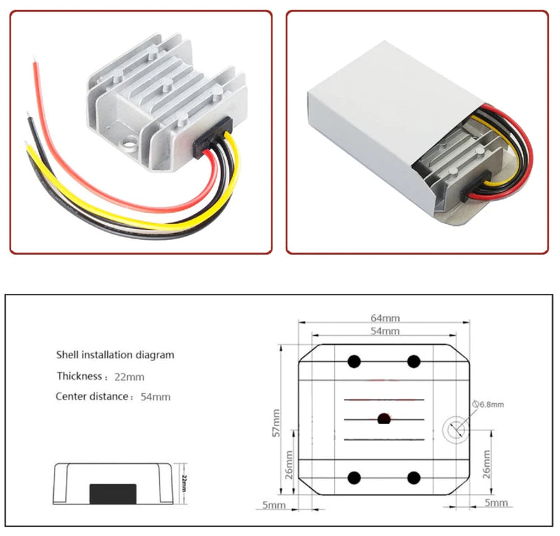 36V 48V (32V-60V) Step Down to 12V 5A DC Converter Regulator Power Module