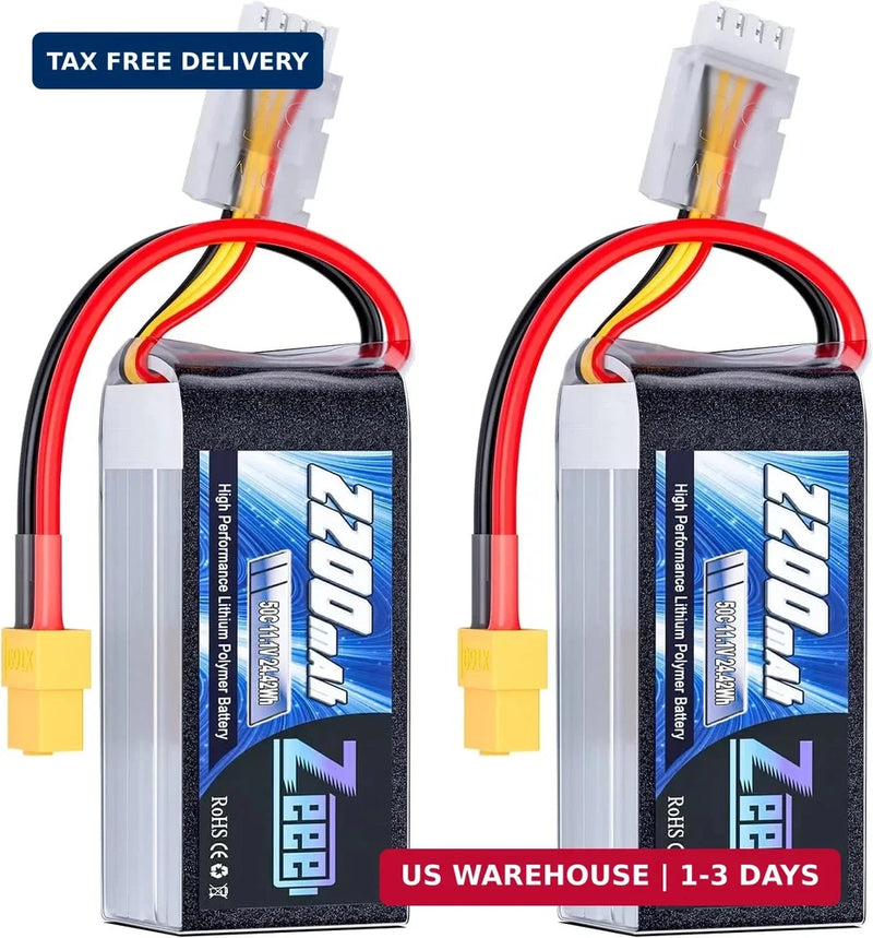 Zeee 3S Lipo Battery 2200mAh 11.1V 50C Shorty Pack Battery with XT60 Plug for RC