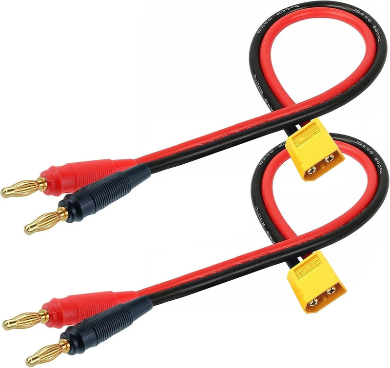 XT30 Connector Adapter Plug, XT30 Male Plug to 4mm Banana Male Connector with 16 Battery