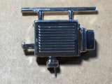 HD Electra Glide battery cover detail piece with vented grille, dark blue/black metal