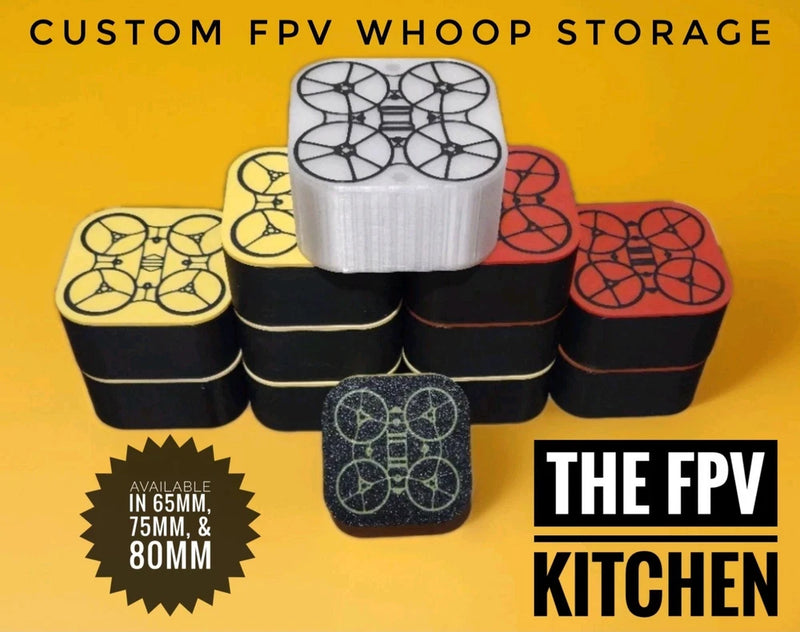 Stackable magnetic FPV whoop storage cases with foam inserts, multiple units