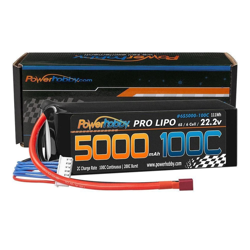 6S 22.2V 5000mAh 100C Deans Soft Case Lipo Battery Powerhobby PHB6S5000100DNS Battery