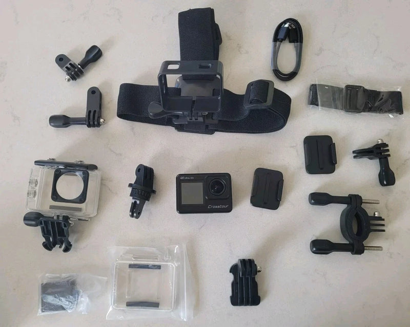 Crosstour Action Camera 4K Ultra HD Dual Screens WiFi 24MP EIS Remote Control N5
