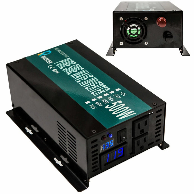 500W Car Power Inverter 18V DC to 120/220V AC Pure Sine Wave Inverter Home Solar
