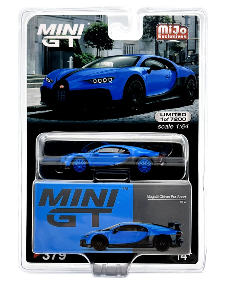 Chase! Mini GT 1:64 Bugatti Chiron Pur Sport Blue Diecast Model Car MGT00379