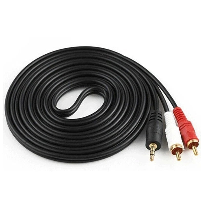 20M 66Ft 3.5mm Male Plug To Dual 2RCA Jack Cable Stereo PC Audio Splitter