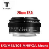 TTartisan 25mm F2.0 APS-C MF Lens for Sony E Fuji X M4/3 Canon EOS-M/RF Nikon Z