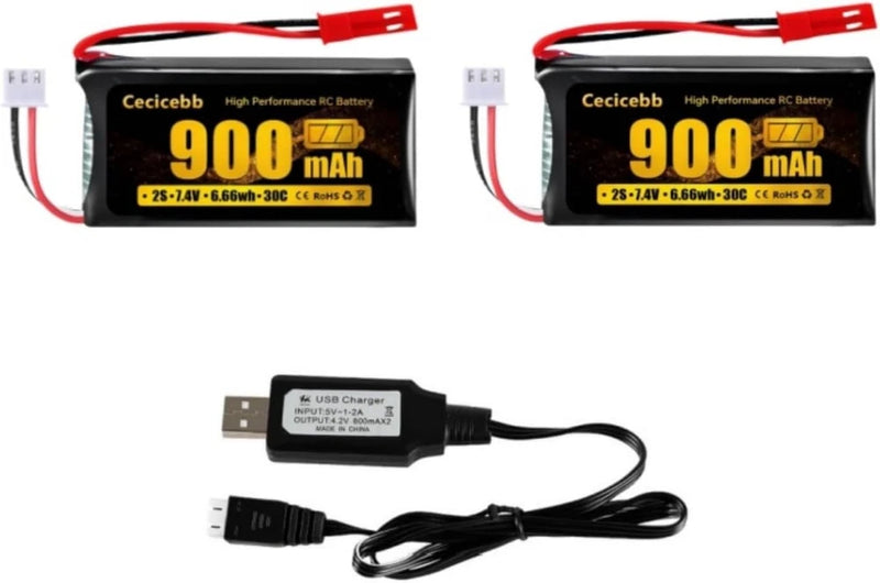 7.4V 900mAh 30C Lipo Battery with JST Plug for UDI U829A U829X MJX X600 Remote