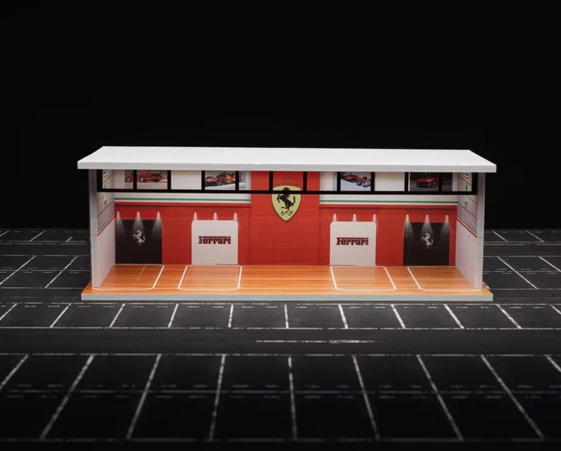 Diorama 1/64 Car Garage Model LED Lighting Parking Lot Scene Display Ferrari