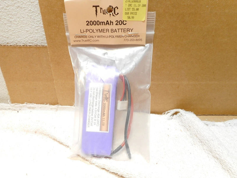 TRUE RC 2000mAh 20C LI-POLYMER BATTERY NEW IN PACKAGING $55.00 LIST Battery