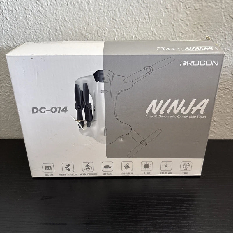 Drocon Ninja DC-014 quadcopter drone box with PROCON branding and Ninja text