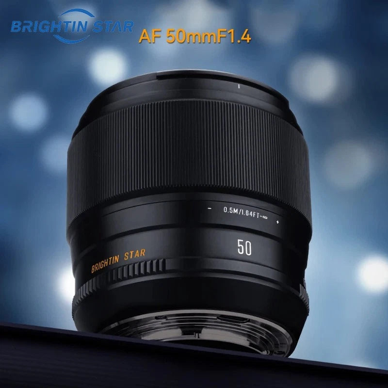 Brightin Star 50mm F1.4 APS-C AF Auto Focus Prime Lens for Sony Fujifilm Camera