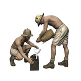 Unpainted resin figure model kit of DAK soldiers: two poses, standing and kneeling with parts