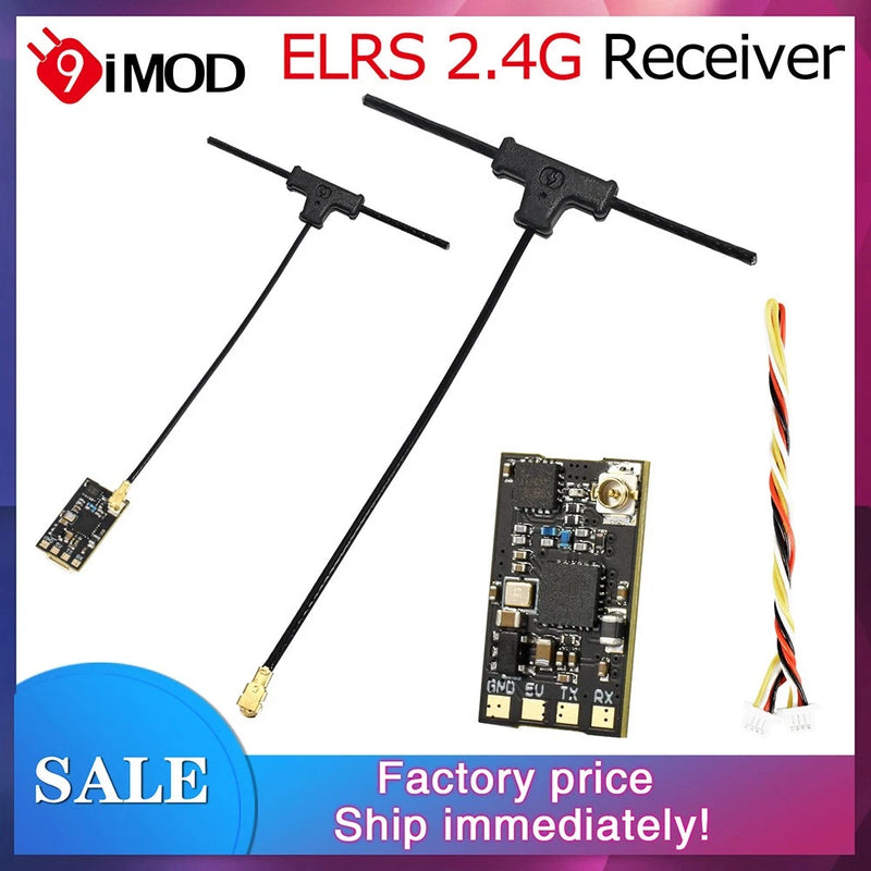 ELRS 2.4G receiver module with two antennas and circuit board