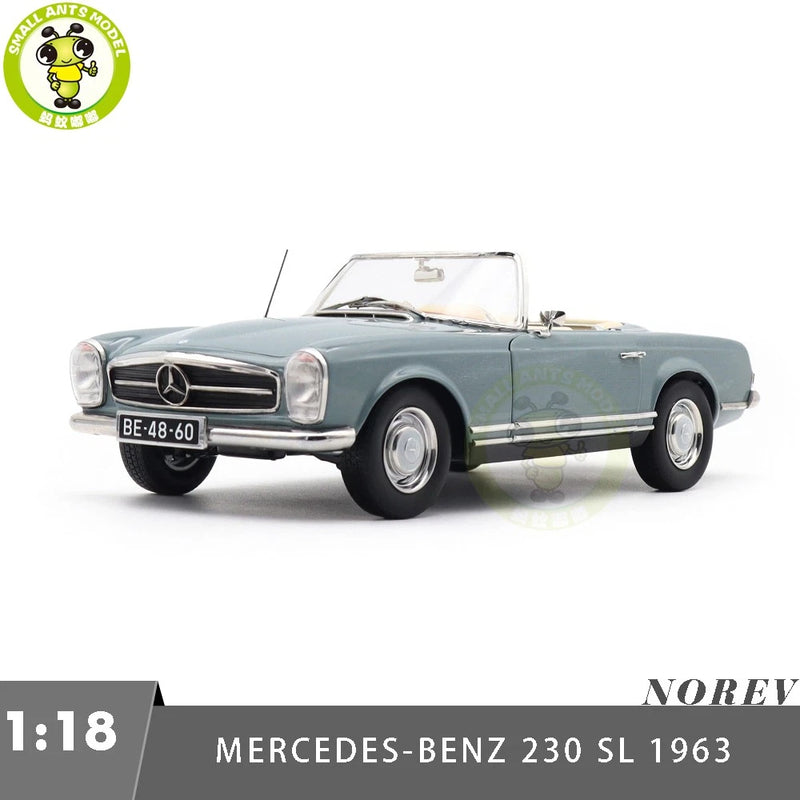 1/18 Mercedes Benz 230 SL 1963 W113 Norev 183992 Horizon Blue Diecast Model Car