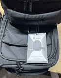 Gray zippered drone carry bag with interior mesh pocket and Lykus product tag