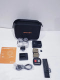 Apexcam action camera bundle with black case, mounts, battery, cable and housing