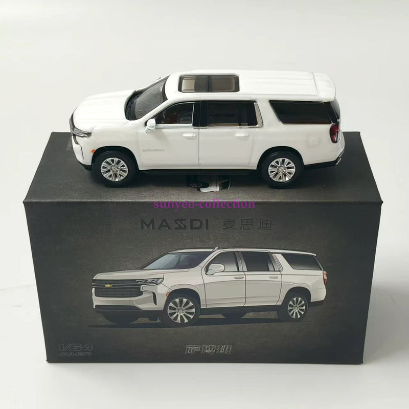 White Suburban SUV 1/64 Scale Diecast Metal Alloy Model Car - Collectible
