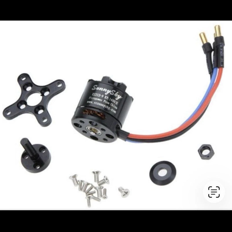 Brushless RC motor with wires, mounting plate and hardware kit