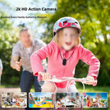 Pink zip hoodie girl wearing a colorful helmet for action-camera activities