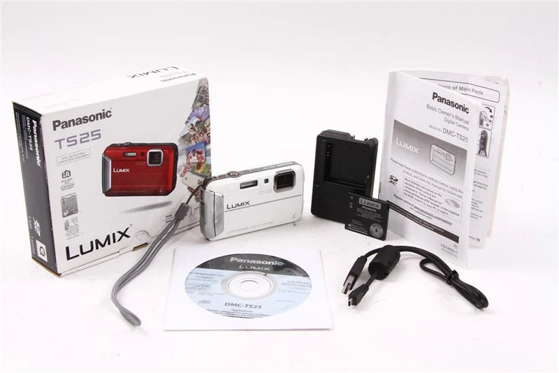 Used Panasonic LUMIX DMC-TS25 Waterproof Digital Camera (White)