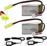 2 Pack 7.4V 850mAh 6.29Wh Li PO Rechargeable Battery with Mini Tamiya Plug Battery