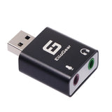 ElloGear USB audio adapter with 2x 3.5mm input/output jacks, black