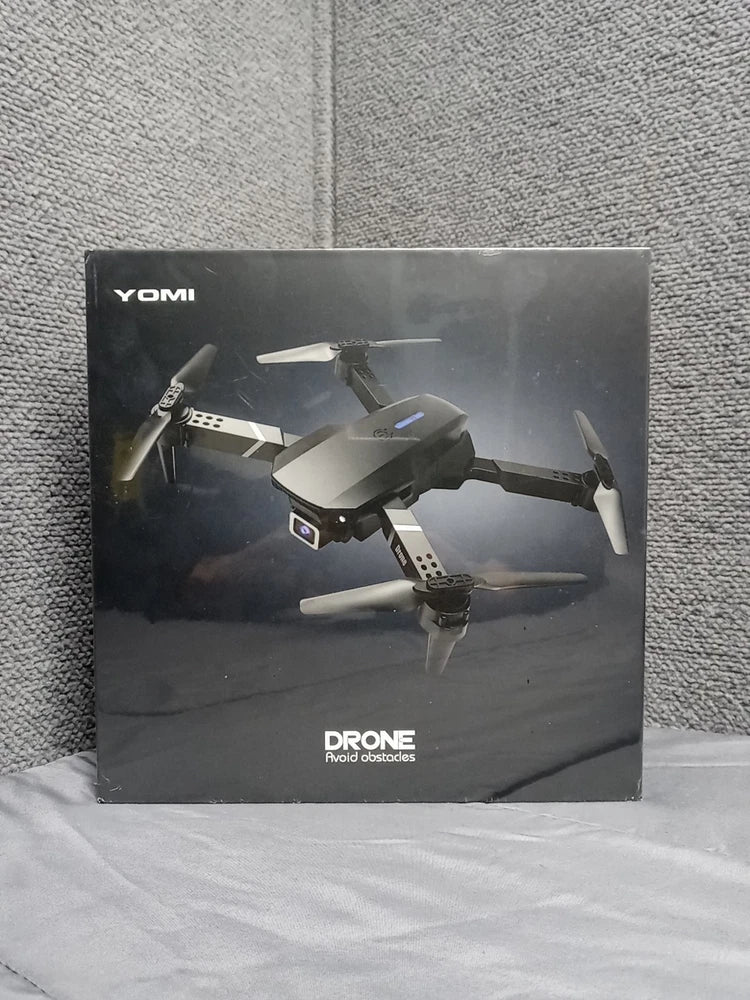Yomi obstacle-avoiding drone retail box with drone graphic