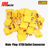 100 Pcs RC Male XT60 Bullet Connector Plug for Charger Drone Lipo Battery Cable