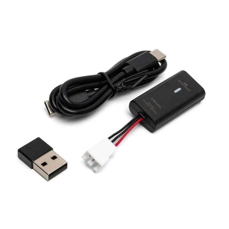 2S charger battery with black case, USB-A cable, and JST-XH 3-pin connector