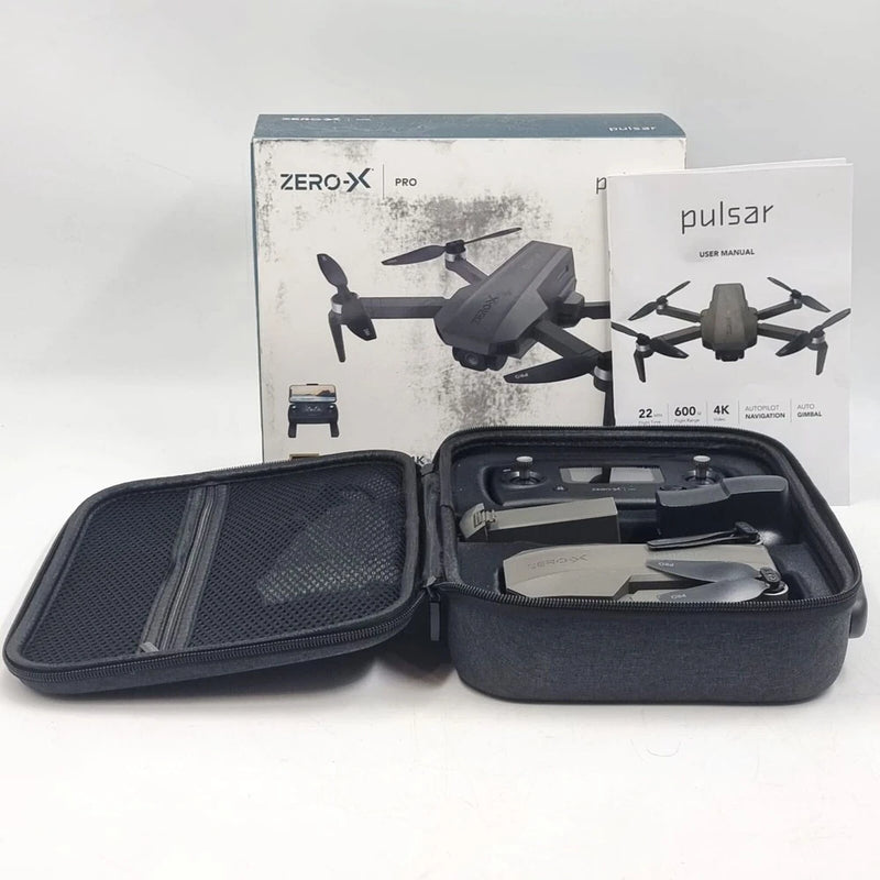 Foldable quadcopter drone kit in hard carry case, controller and accessories