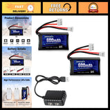 Rechargeable 7.4V 600mAh LiPo Battery 2S 30C for RC Cars & Trucks + USB Charger Battery